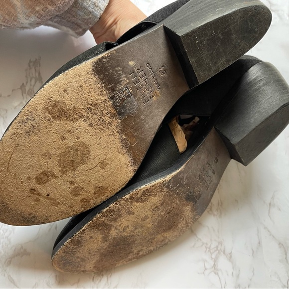 Eileen Fisher Perry Tumbled Nubuck Suede Black Booties Stacked Low Heel Size 8.5 - Picture 6 of 7